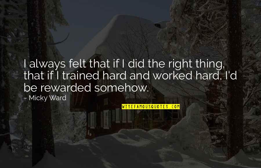 Wanna See You Smiling Quotes By Micky Ward: I always felt that if I did the Wanna See You Smiling Quotes By Micky Ward: I always felt that if I did the