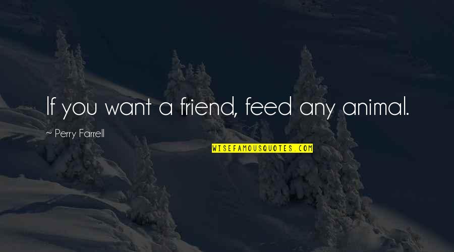 Want A Friend Quotes By Perry Farrell: If you want a friend, feed any animal. Want A Friend Quotes By Perry Farrell: If you want a friend, feed any animal.