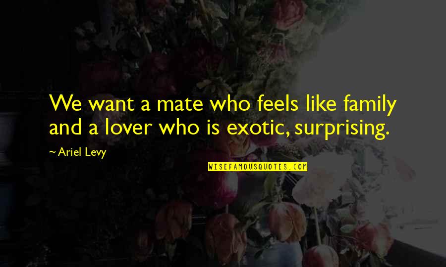 Want A Lover Quotes By Ariel Levy: We want a mate who feels like family