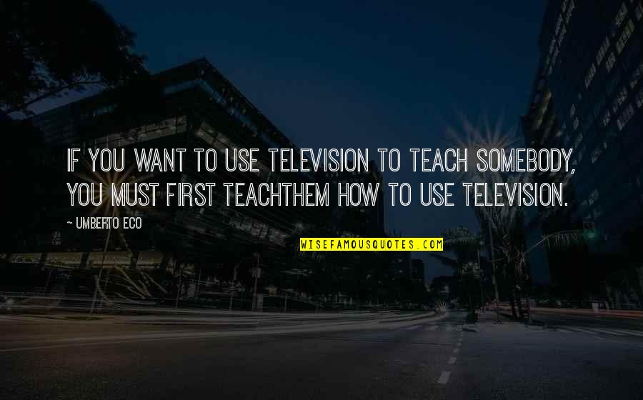 Want Somebody Quotes By Umberto Eco: If you want to use television to teach