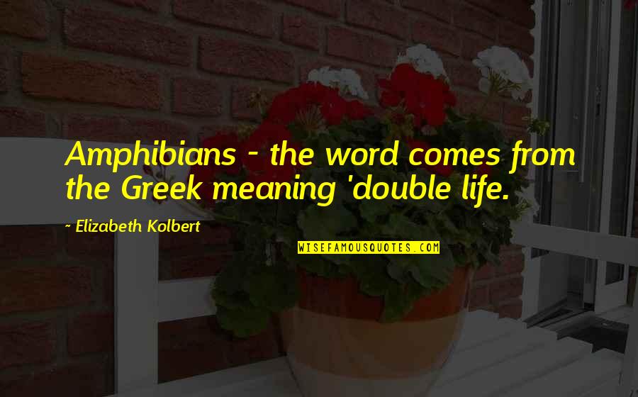 Want Someone Back Quotes By Elizabeth Kolbert: Amphibians - the word comes from the Greek
