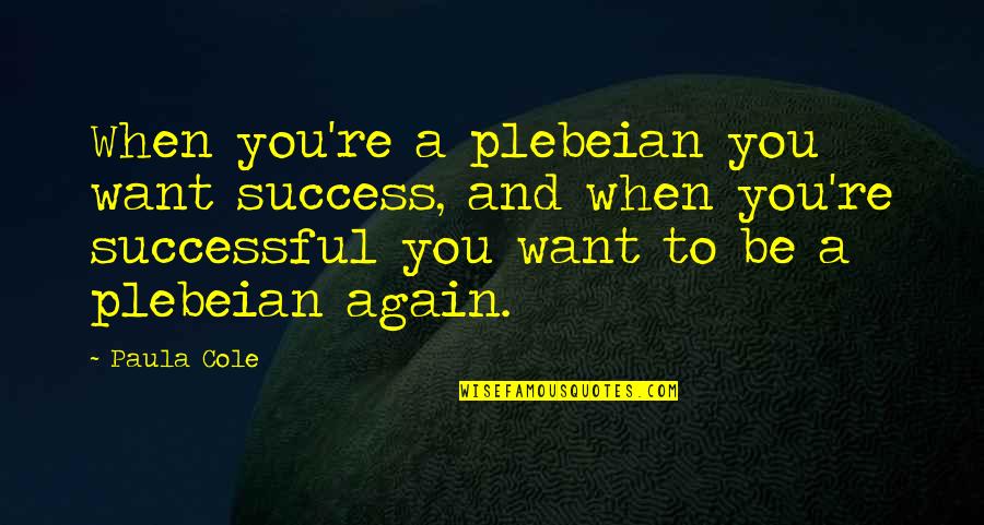 Want To Be Success Quotes By Paula Cole: When you're a plebeian you want success, and