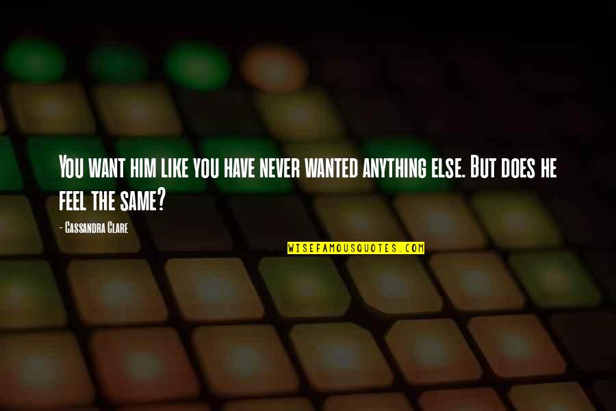 Want To Feel Wanted Quotes By Cassandra Clare: You want him like you have never wanted