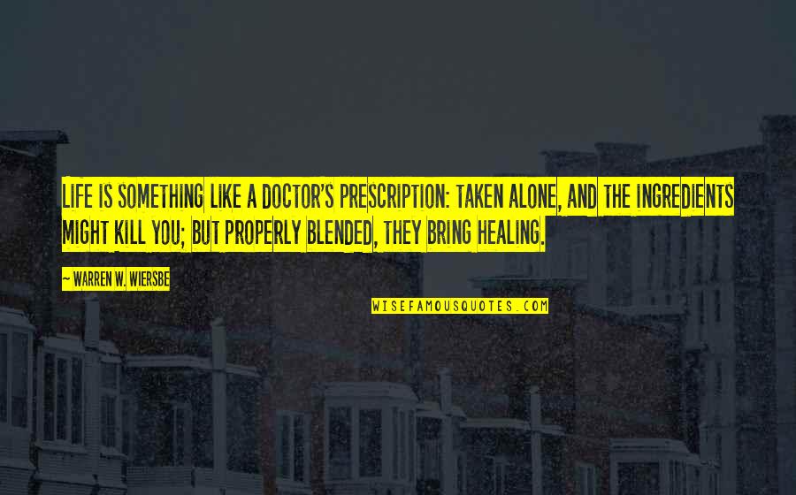 Want To Hear Your Voice Quotes By Warren W. Wiersbe: Life is something like a doctor's prescription: taken