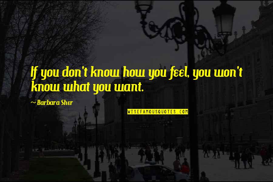 Want To Know How You Feel Quotes By Barbara Sher: If you don't know how you feel, you