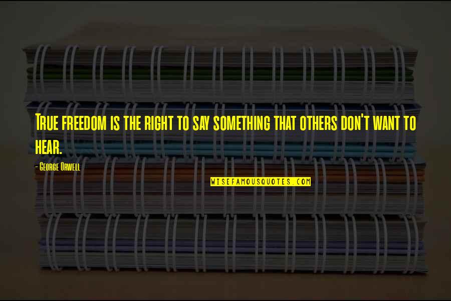 Want To Say Something Quotes By George Orwell: True freedom is the right to say something