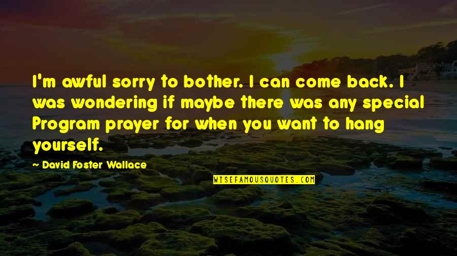 Want You To Come Back Quotes By David Foster Wallace: I'm awful sorry to bother. I can come