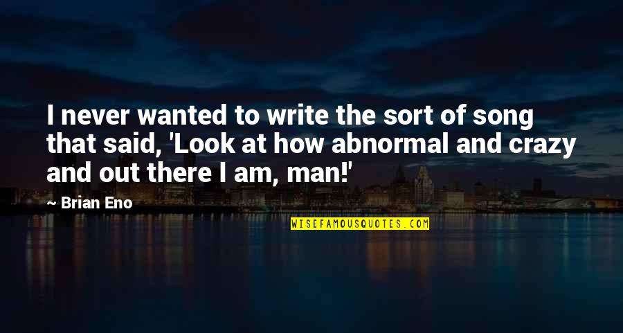Wanted Man Quotes By Brian Eno: I never wanted to write the sort of