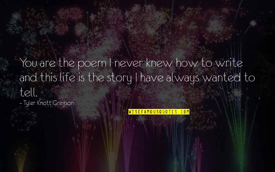 Wanted To Tell You Quotes By Tyler Knott Gregson: You are the poem I never knew how