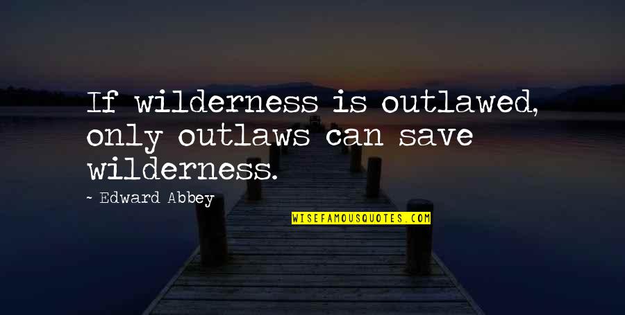 Wanting A Fairytale Quotes By Edward Abbey: If wilderness is outlawed, only outlaws can save