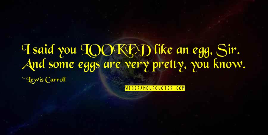 Wanting A Good Girlfriend Quotes By Lewis Carroll: I said you LOOKED like an egg, Sir.
