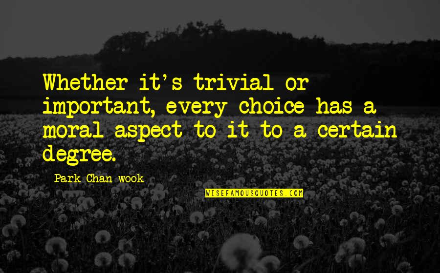 Wanting A Man Sexually Quotes By Park Chan-wook: Whether it's trivial or important, every choice has