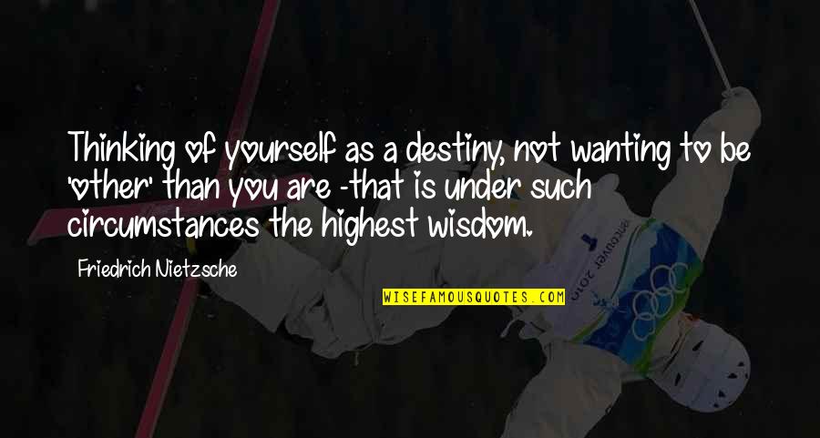 Wanting More For Yourself Quotes By Friedrich Nietzsche: Thinking of yourself as a destiny, not wanting