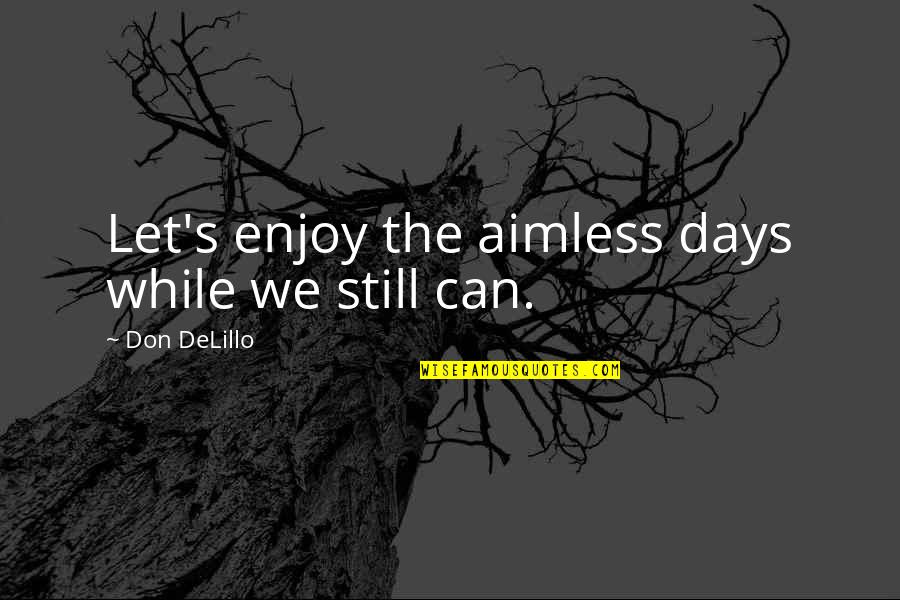 Wanting Something You Shouldn't Quotes By Don DeLillo: Let's enjoy the aimless days while we still