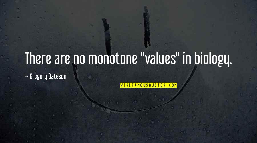 Wanting To Be Done With School Quotes By Gregory Bateson: There are no monotone "values" in biology.