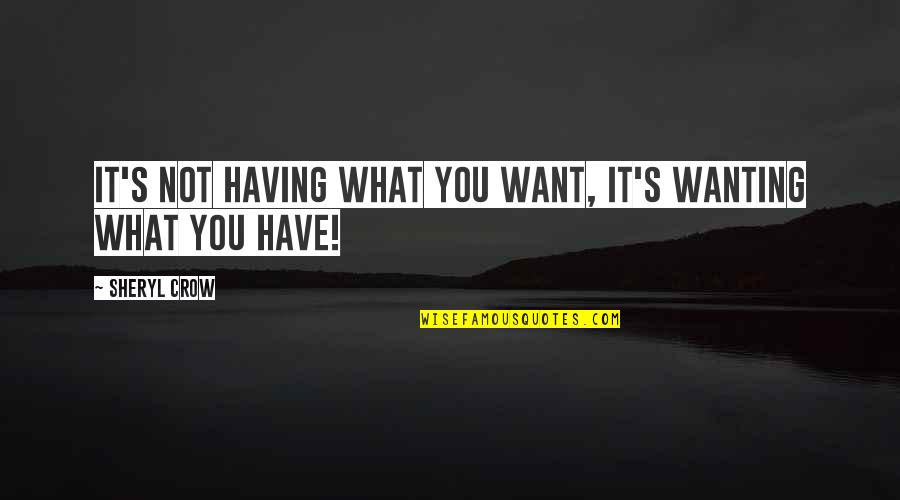 Wanting You Quotes By Sheryl Crow: It's not having what you want, it's wanting