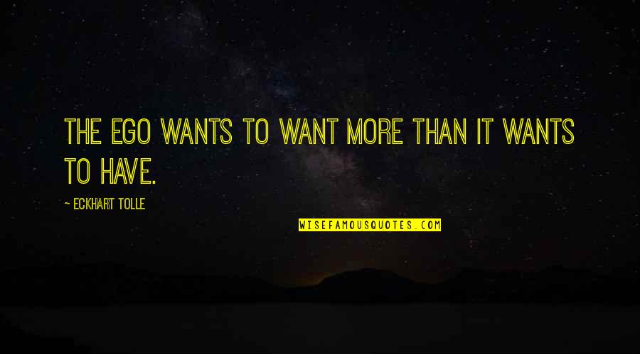 Wants More Quotes By Eckhart Tolle: The ego wants to want more than it
