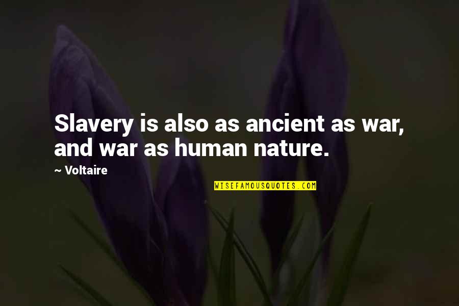 War And Quotes By Voltaire: Slavery is also as ancient as war, and