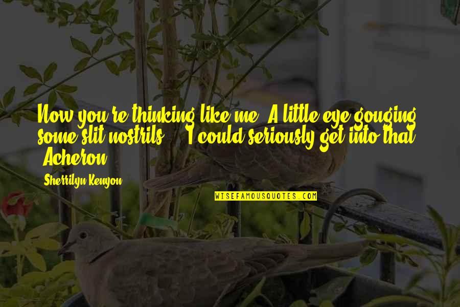 Wardale Poochie Quotes By Sherrilyn Kenyon: Now you're thinking like me. A little eye-gouging, Wardale Poochie Quotes By Sherrilyn Kenyon: Now you're thinking like me. A little eye-gouging,