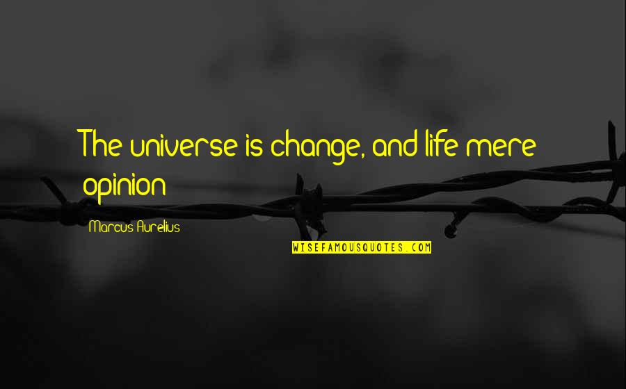 Warily Quotes By Marcus Aurelius: The universe is change, and life mere opinion Warily Quotes By Marcus Aurelius: The universe is change, and life mere opinion