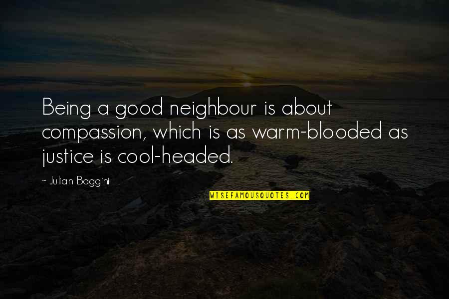 Warm Blooded Quotes By Julian Baggini: Being a good neighbour is about compassion, which