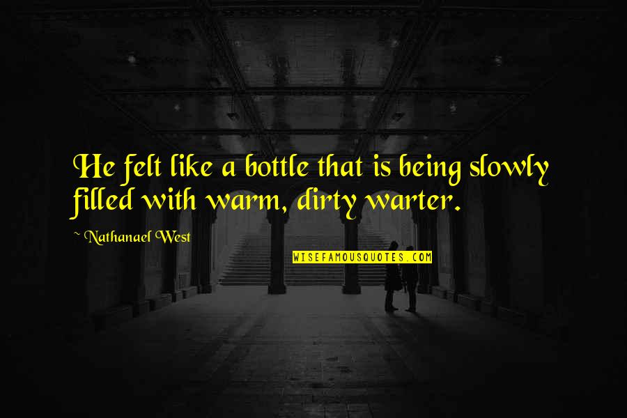 Warm Felt Quotes By Nathanael West: He felt like a bottle that is being