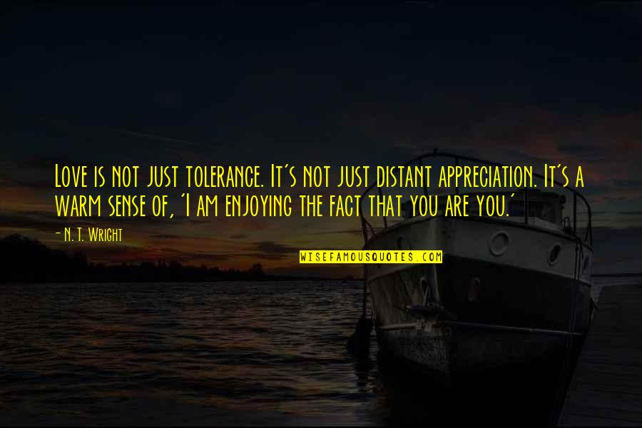 Warm Love Quotes By N. T. Wright: Love is not just tolerance. It's not just