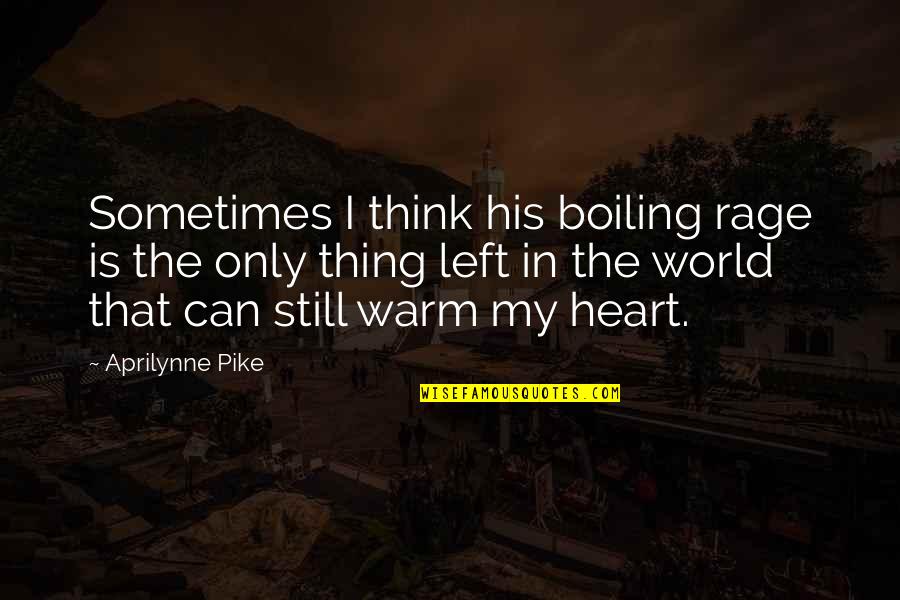 Warm My Heart Quotes By Aprilynne Pike: Sometimes I think his boiling rage is the