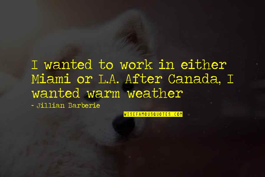 Warm Weather Quotes By Jillian Barberie: I wanted to work in either Miami or