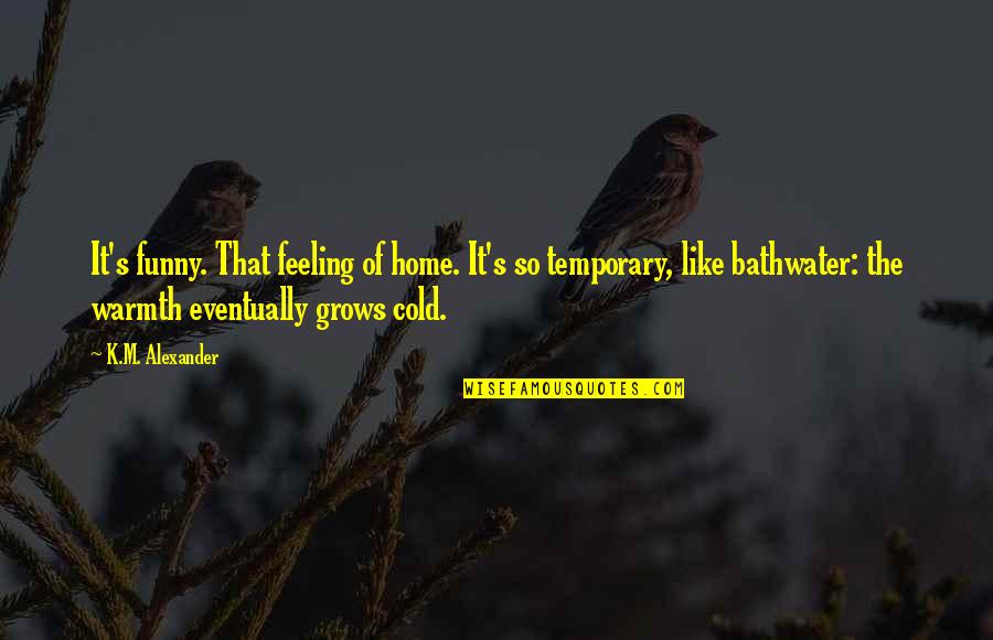 Warmth And Cold Quotes By K.M. Alexander: It's funny. That feeling of home. It's so