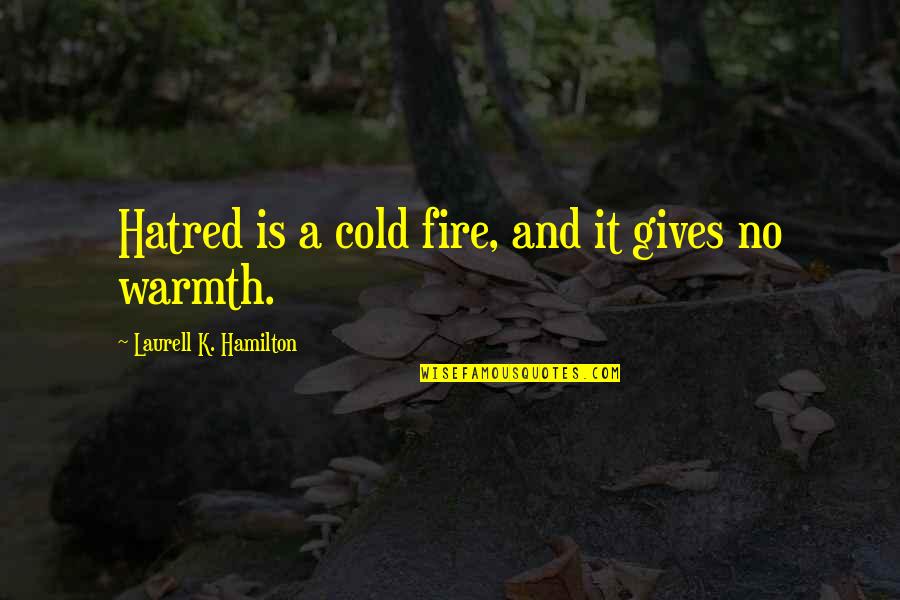Warmth And Cold Quotes By Laurell K. Hamilton: Hatred is a cold fire, and it gives