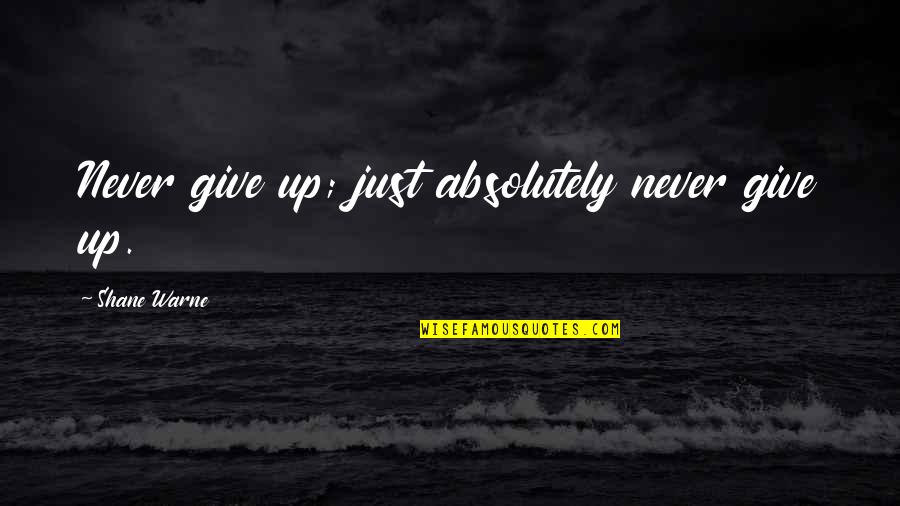 Warne Quotes By Shane Warne: Never give up; just absolutely never give up.