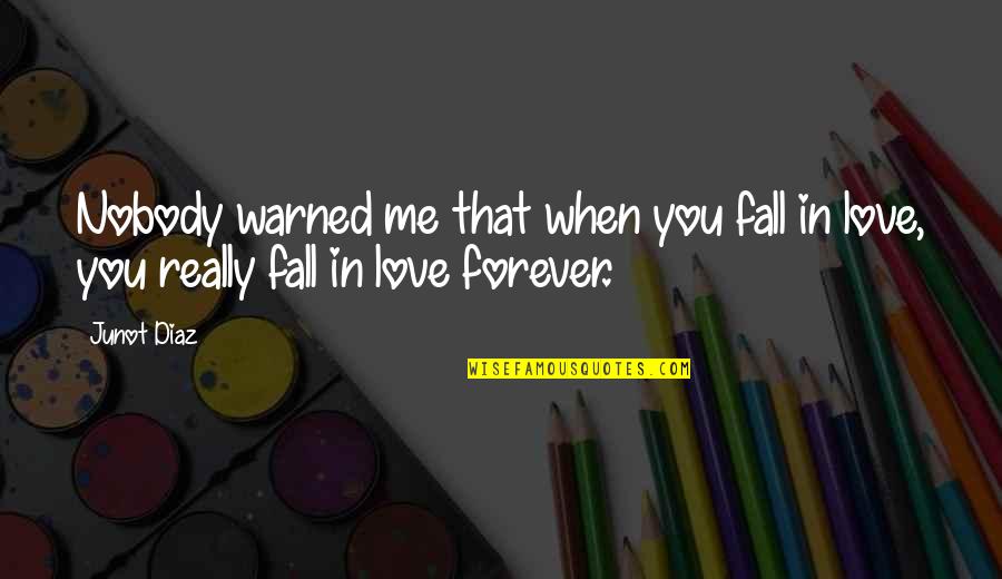 Warned You Quotes By Junot Diaz: Nobody warned me that when you fall in