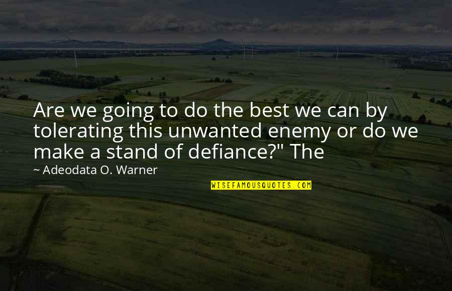 Warner Quotes By Adeodata O. Warner: Are we going to do the best we Warner Quotes By Adeodata O. Warner: Are we going to do the best we