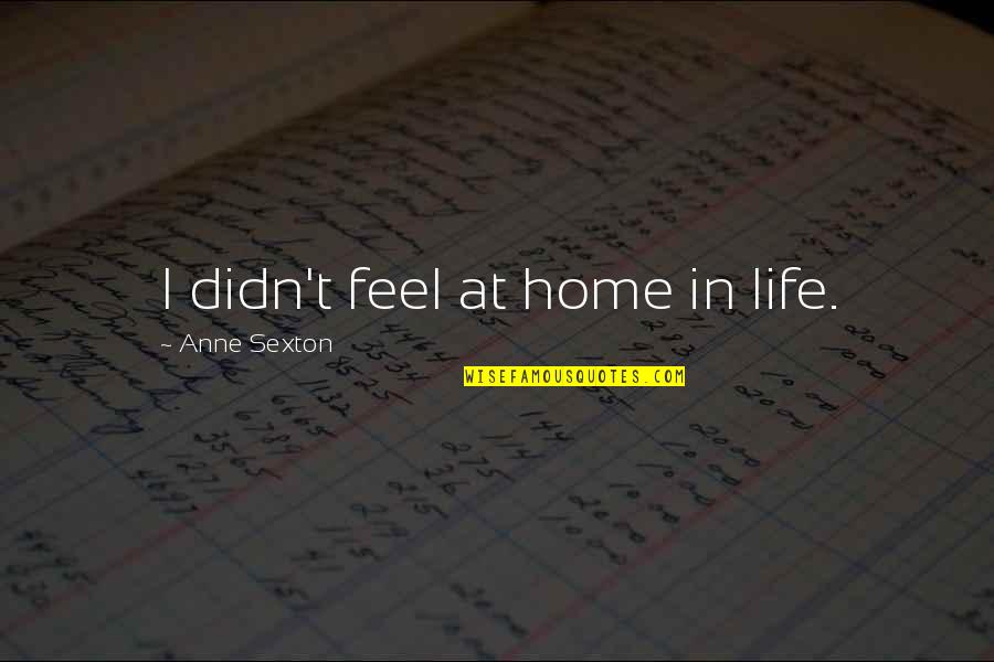 Warranty Wise Quotes By Anne Sexton: I didn't feel at home in life.