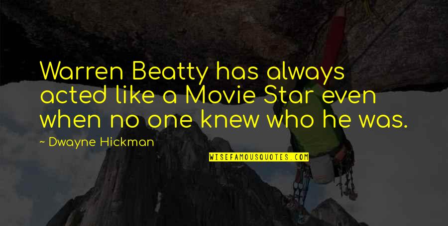 Warren Beatty Quotes By Dwayne Hickman: Warren Beatty has always acted like a Movie