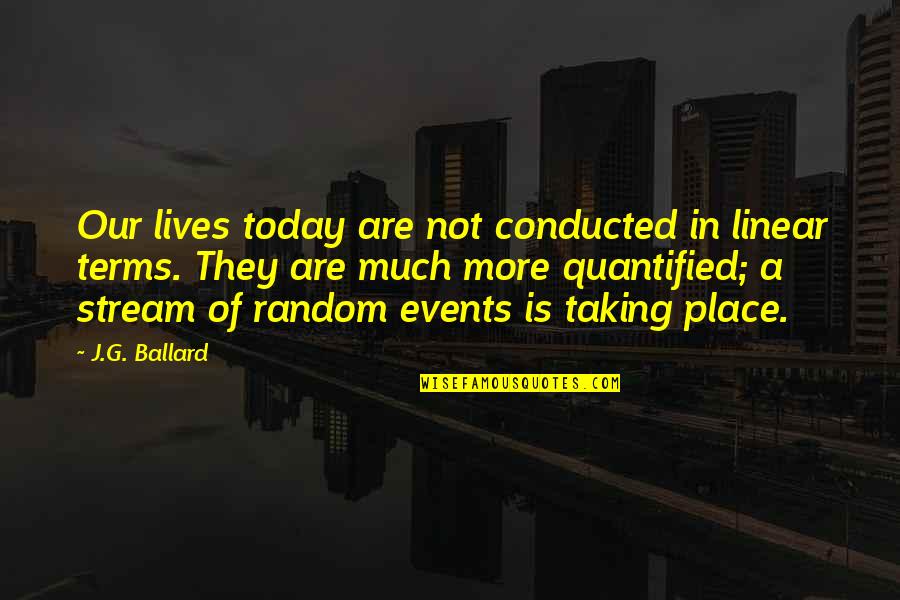 Warren Buffett Economic Moat Quote Quotes By J.G. Ballard: Our lives today are not conducted in linear Warren Buffett Economic Moat Quote Quotes By J.G. Ballard: Our lives today are not conducted in linear