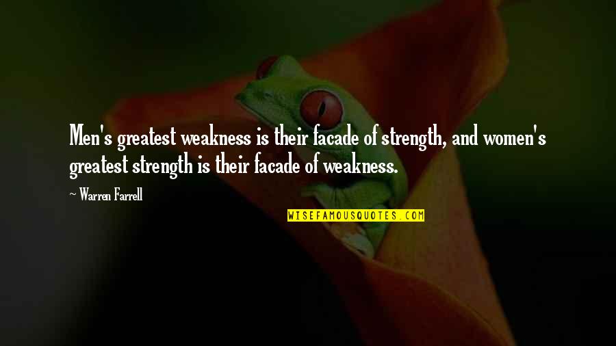 Warren Farrell Quotes By Warren Farrell: Men's greatest weakness is their facade of strength,