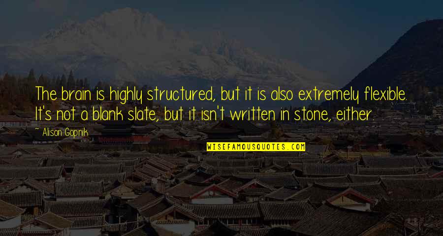 Warren Worthington Quotes By Alison Gopnik: The brain is highly structured, but it is Warren Worthington Quotes By Alison Gopnik: The brain is highly structured, but it is
