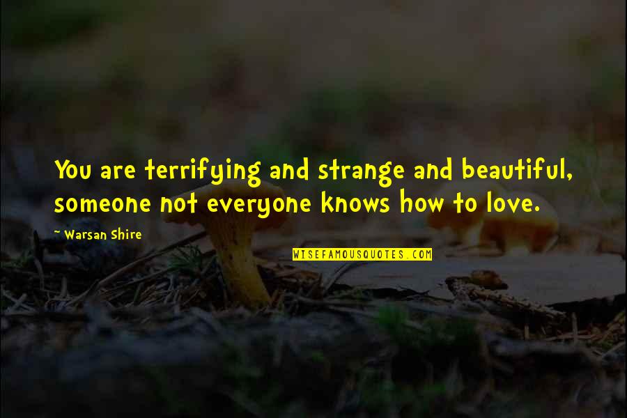 Warsan Quotes By Warsan Shire: You are terrifying and strange and beautiful, someone