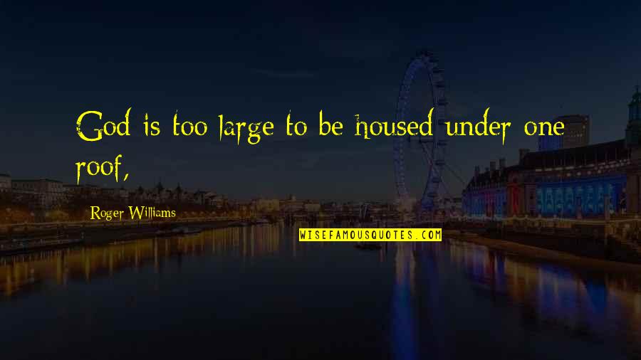 Warschawski Quotes By Roger Williams: God is too large to be housed under Warschawski Quotes By Roger Williams: God is too large to be housed under