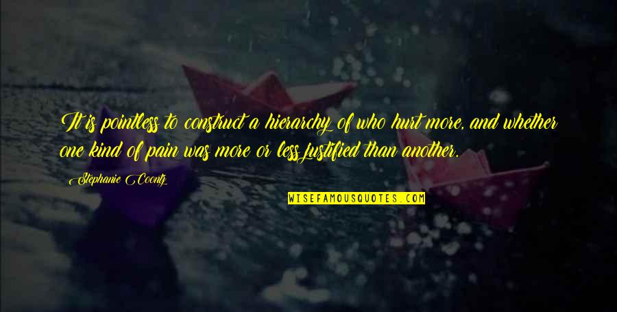 Was Hurt Quotes By Stephanie Coontz: It is pointless to construct a hierarchy of Was Hurt Quotes By Stephanie Coontz: It is pointless to construct a hierarchy of