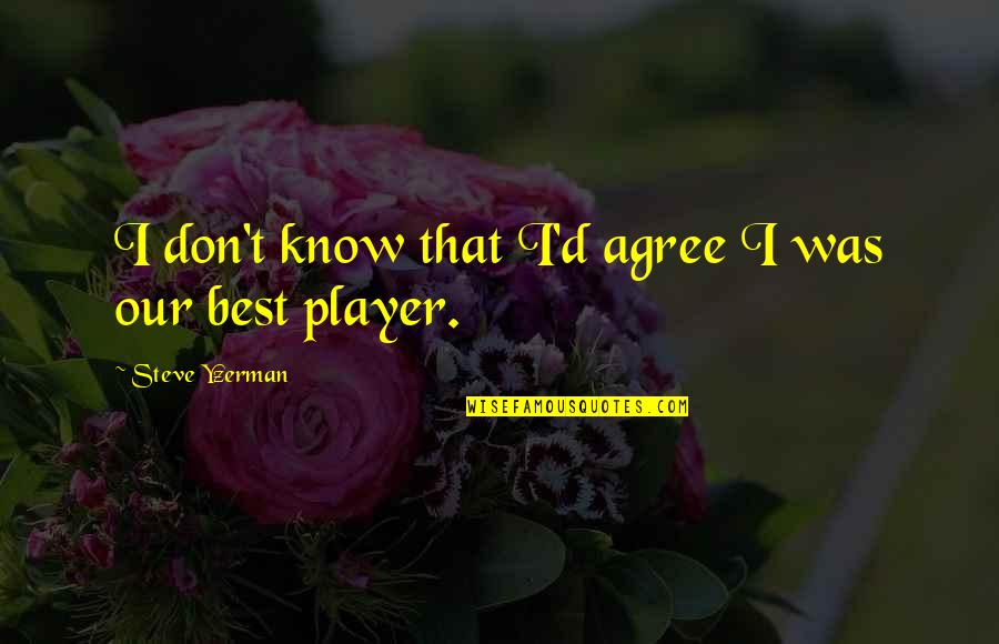 Was Our Quotes By Steve Yzerman: I don't know that I'd agree I was