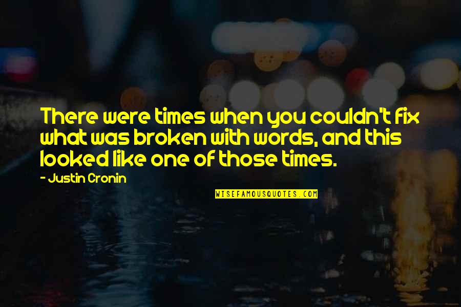 Was There Quotes By Justin Cronin: There were times when you couldn't fix what