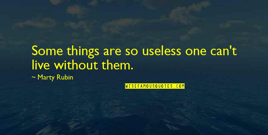 Washings And Laying Quotes By Marty Rubin: Some things are so useless one can't live