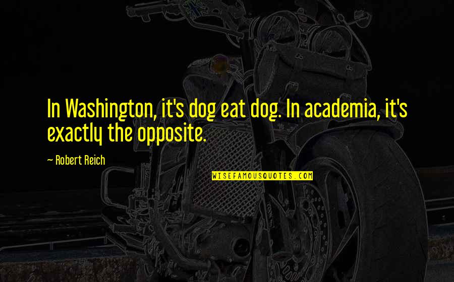 Washington's Quotes By Robert Reich: In Washington, it's dog eat dog. In academia,