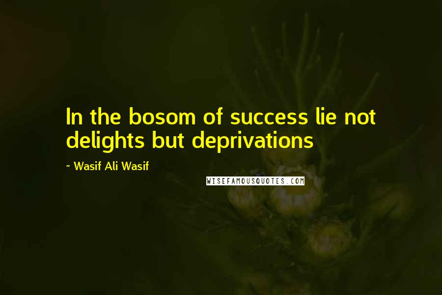 Wasif Ali Wasif quotes: In the bosom of success lie not delights but deprivations