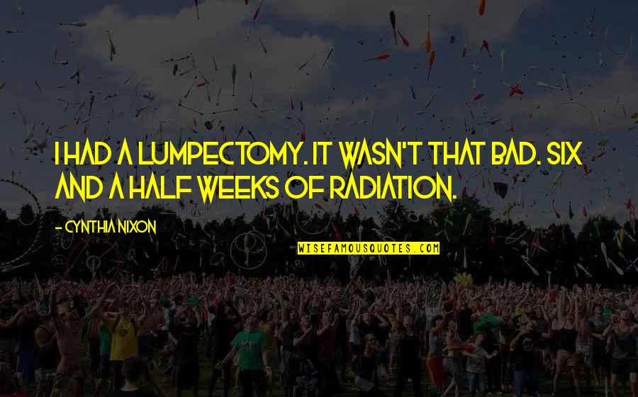 Wasn Quotes By Cynthia Nixon: I had a lumpectomy. It wasn't that bad.
