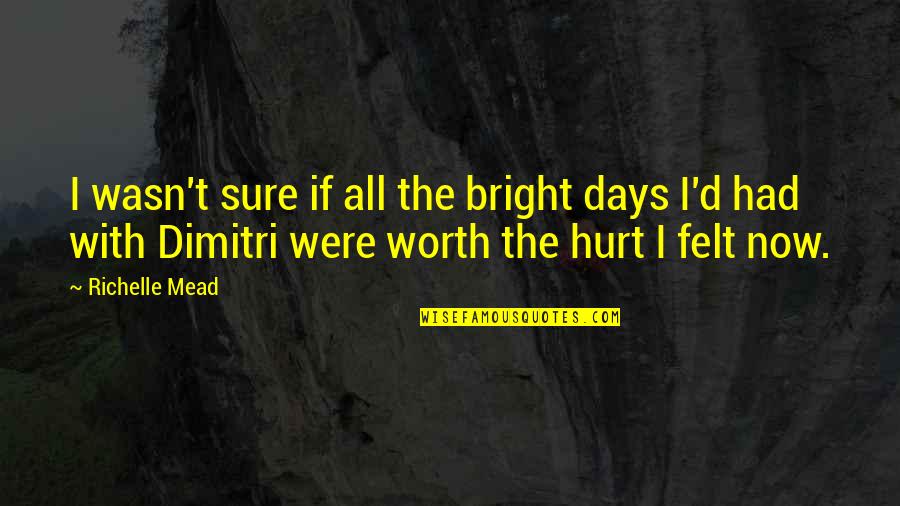 Wasn't Worth It Quotes By Richelle Mead: I wasn't sure if all the bright days