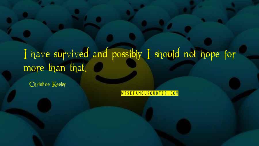 Wasowski Sally Quotes By Christine Keeler: I have survived and possibly I should not Wasowski Sally Quotes By Christine Keeler: I have survived and possibly I should not